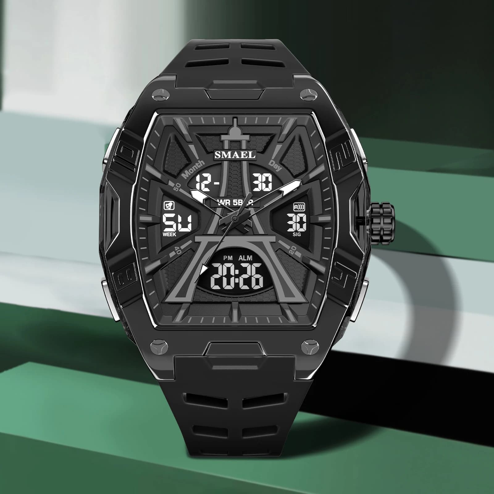 Montre sport SMAEL 8131 étanche réveil lumière nuit quartz affaires mode jeune déstockage