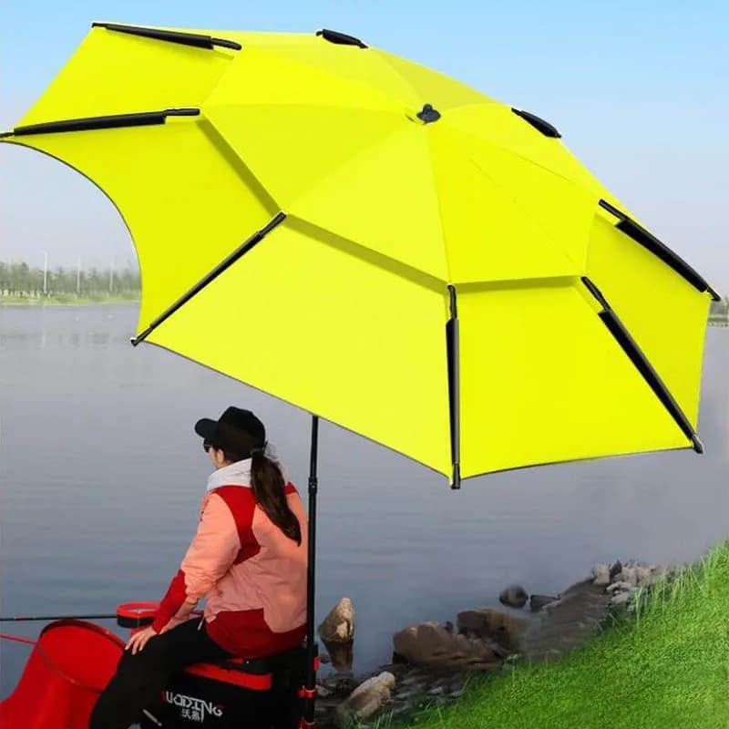 Grand parapluie pêche 2.6m universel imperméable anti-UV anti-vent avec auvent réglable
