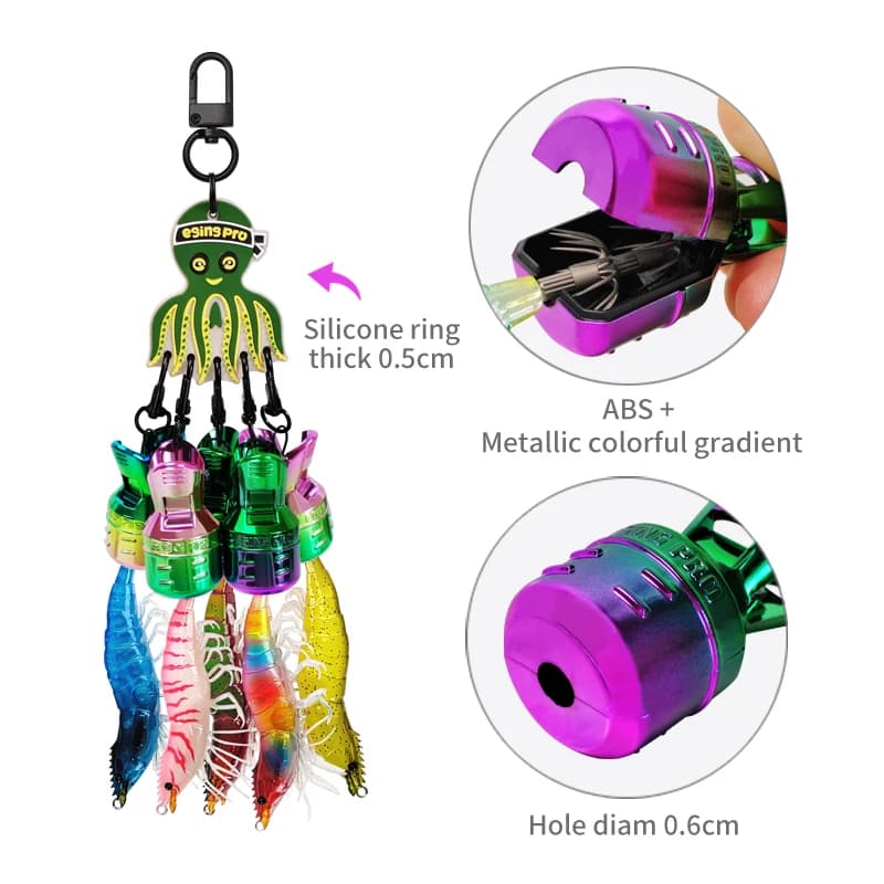 Kit 6 pièces protecteurs de leurres pour pêche au calmar - couvertures colorées pour appâts