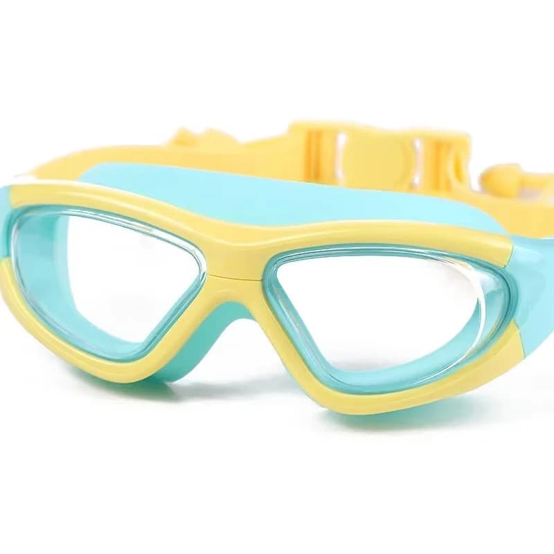 Lunettes natation enfants grand cadre HD étanches anti-buée bouchons d'oreilles intégrés piscine