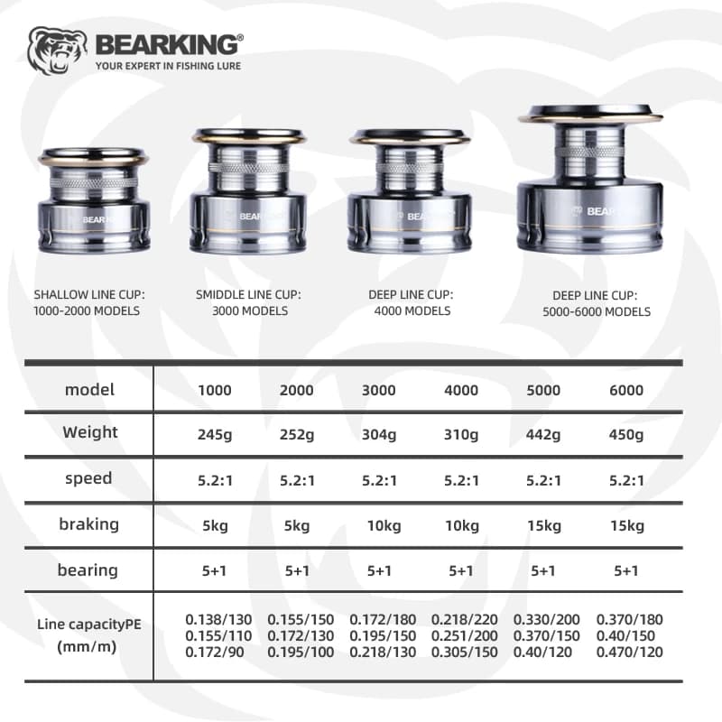 Moulinet BEARKING CAESAR 15kg drag - Roulements acier inox 5+1 pour pêche puissance mer et gros poissons
