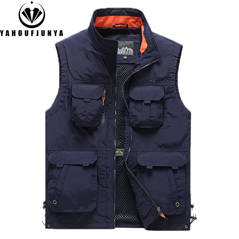 Veste sans manches multi-poches pour pêche printemps été 2024 couleur unie grande taille 6XL
