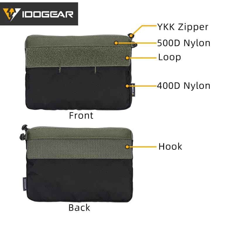 Poche rangement données tactiques IDOGEAR - Poche intérieure kangourou auto-agrippante pour équipements MOLLE