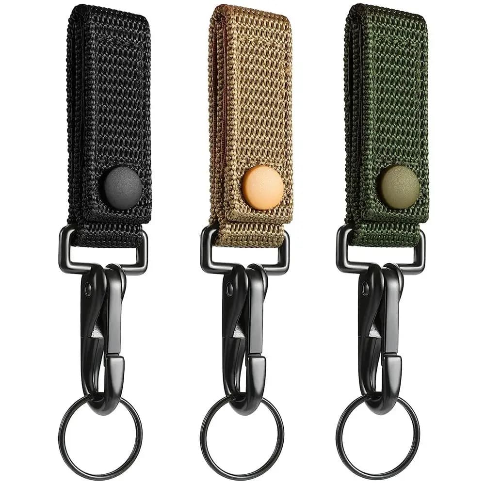 Porte-clés tactique MOLLE anneau mousqueton nylon ceinture porte-clés accroche pêche extérieur
