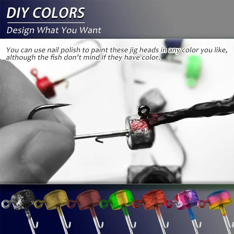 50 têtes de jig Ned Rig non peintes 2.5g à 14g - Pour crappie, bass, truite et pêche fine
