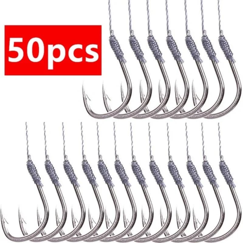 5 hameçons doubles robustes avec sous-ligne pour la pêche, lot de 5 pièces - accessoires montés