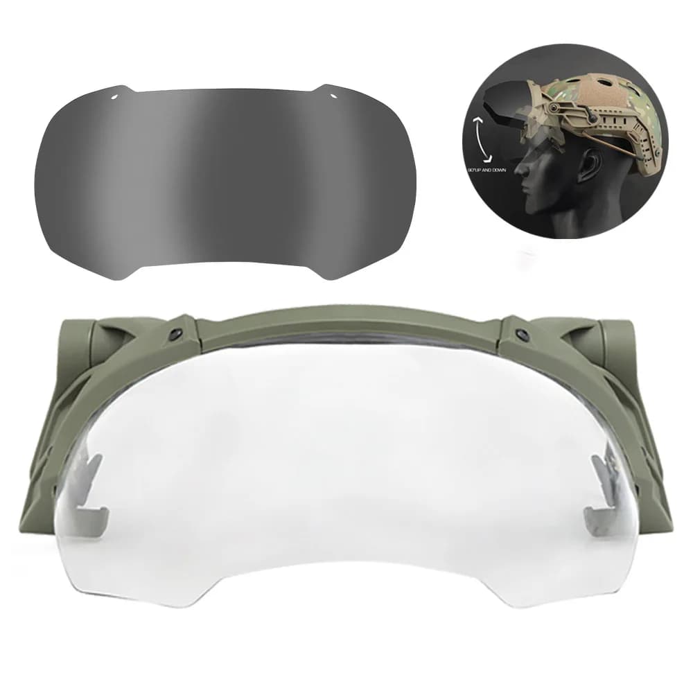 Goggles tactiques réglables pour casque de pêche - Double lentille pour protection optimale en mer