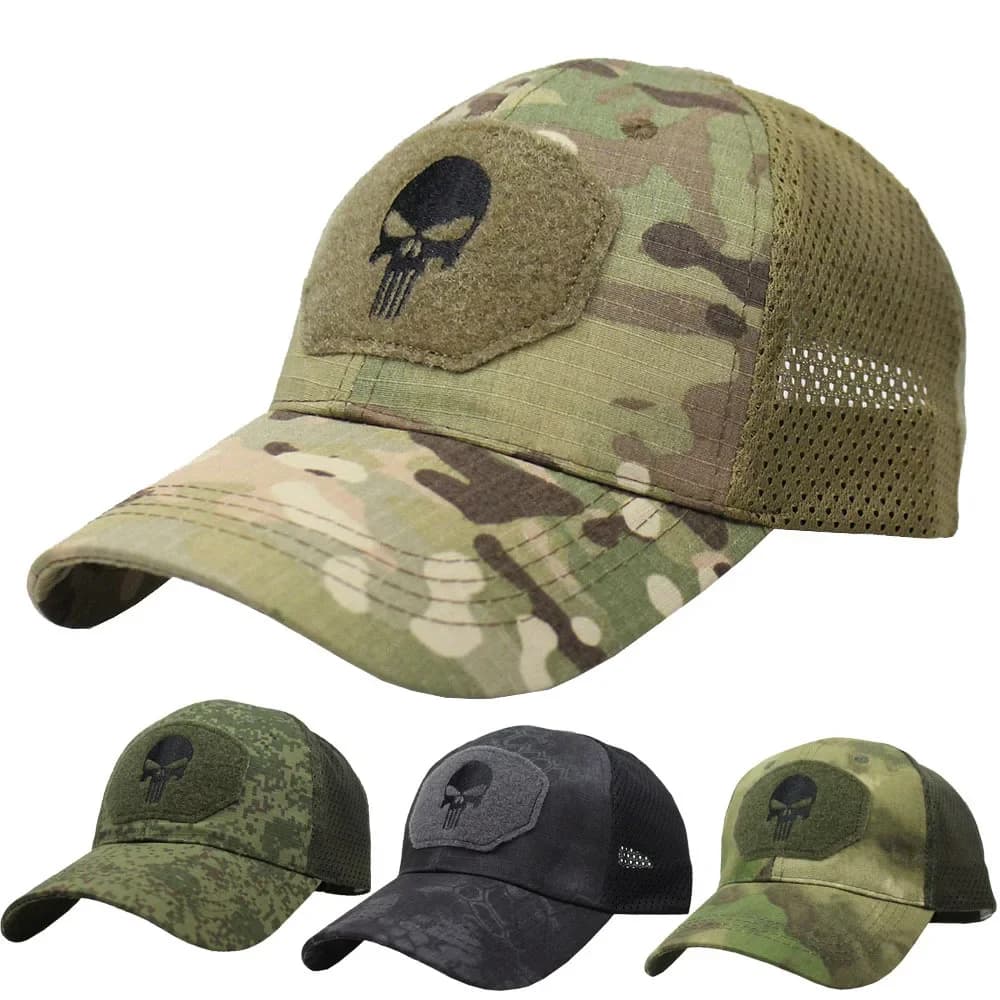 Casquette camouflage forces spéciales - Visière canard et mesh respirant pour pêche intensive