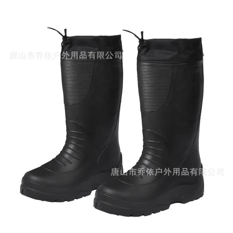 Bottes pluie épaisses mousse coton unisexe hautes tube chaudes étanches pêche hiver confort