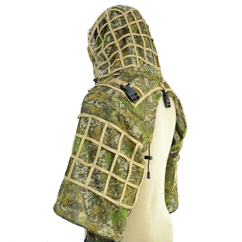 Équipement Ghillie châle mesh sniper tactique 3D - tenue camouflage tir chasse pêche plein air