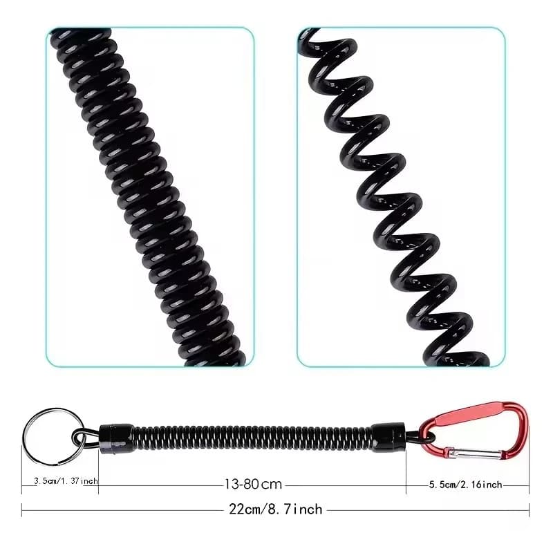 Corde extensible 22cm pratique pour suspension pêche avec ressort mousqueton escalade outil pêche