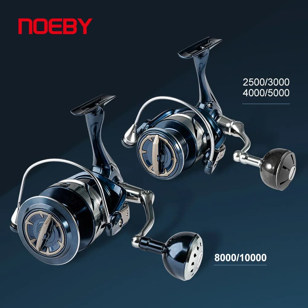 Moulinet spinning Noeby 2500-10000 aluminium - Frein 25kg mer - Roulements haute capacité