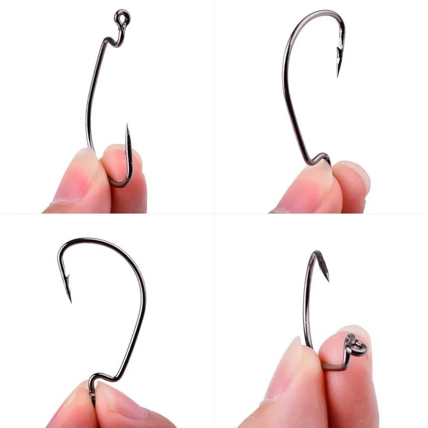 10 hameçons offset 8/5/0 pour leurres souples type worm, appâts crankbait et accessoires de pêche