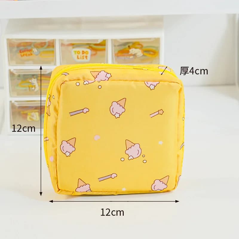 Pochette serviettes hygiéniques portable étanche - Organisateur tampons motif cartoon discret