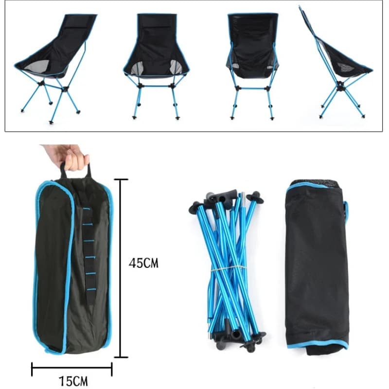 Chaise pliante pêche aluminium extérieure - Siège camping léger durable pour voyage et pique-nique