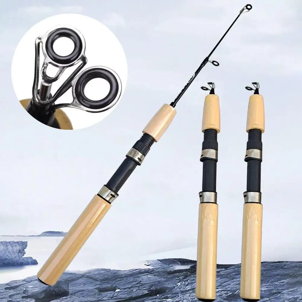 Canne télescopique pêche glace portable 55-75cm carbone - Pêche hiver compacte deux pièces France
