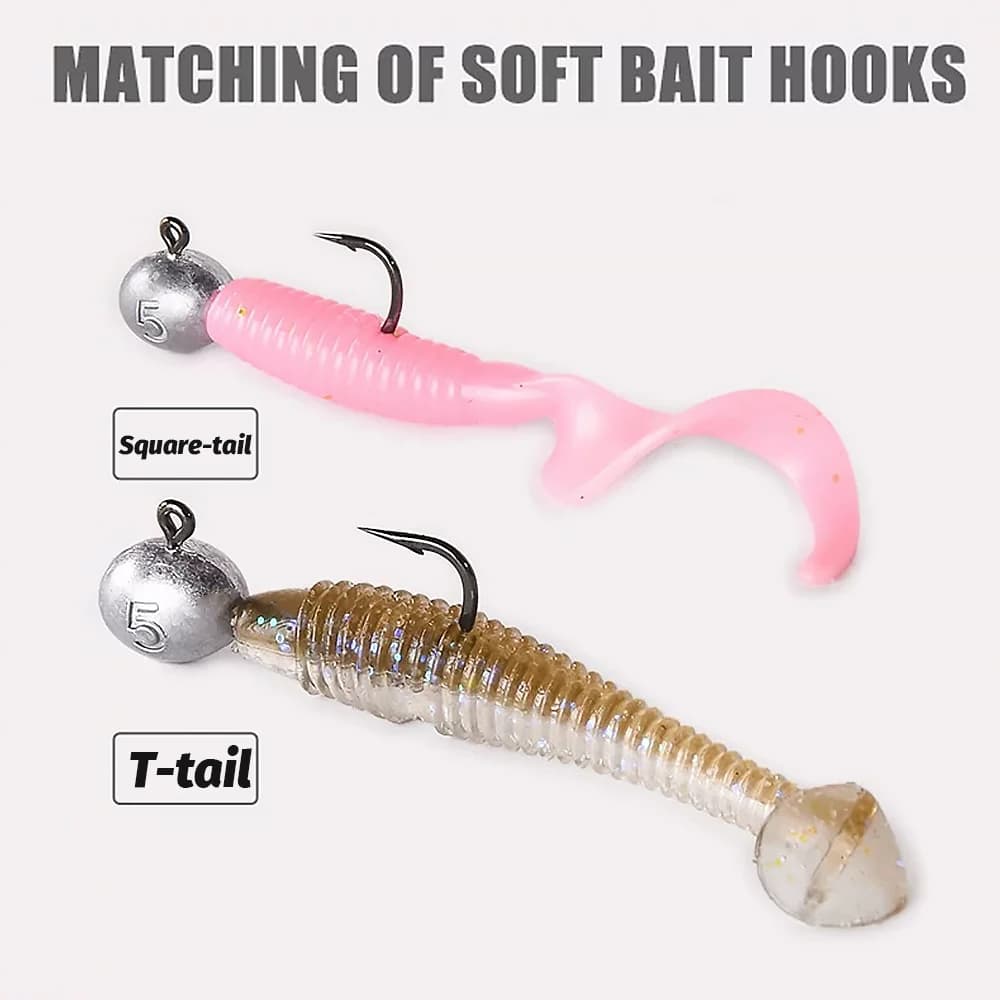 5 hameçons jig tête angle vif 1.5g à 6.5g - Forte résistance double barbelure pêche leurres