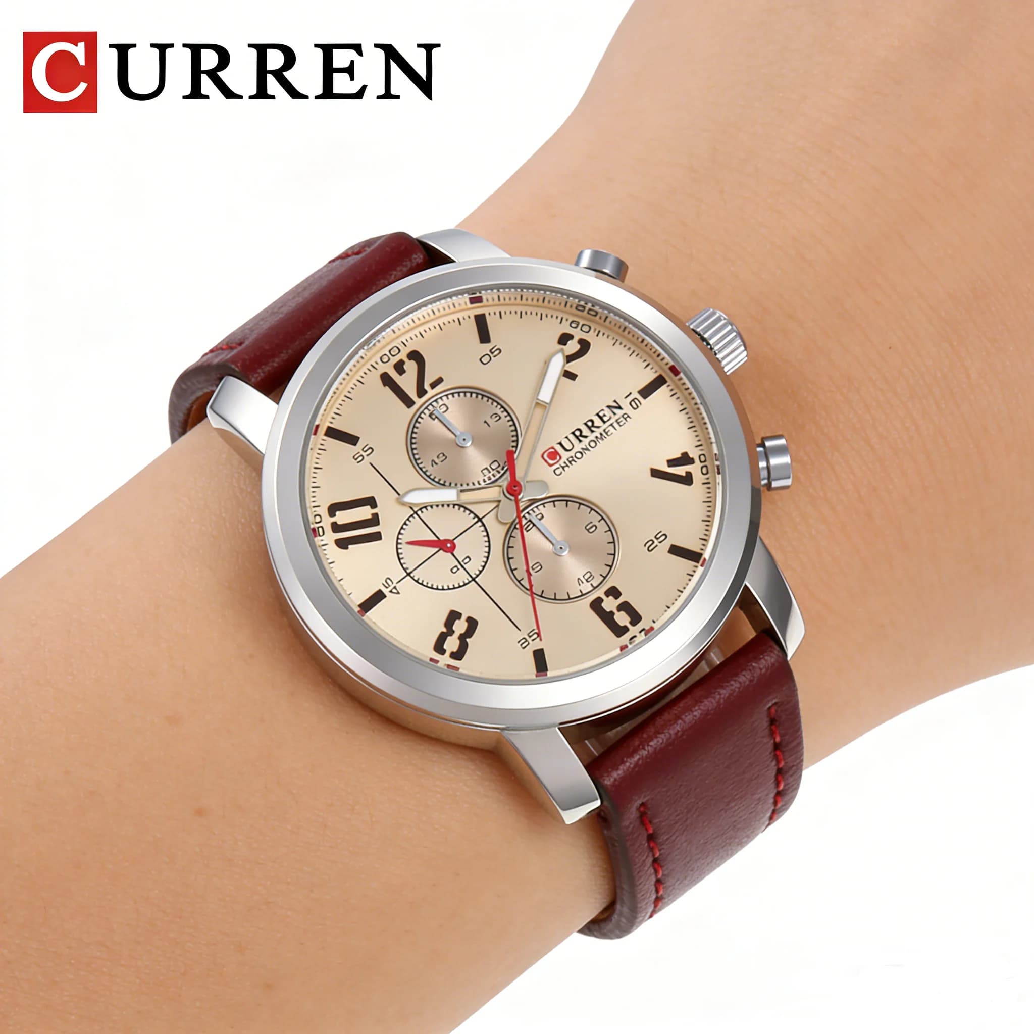 Montre homme Curren 8208 militaire sport avec calendrier et bracelet cuir PU luxe - montre bracelet originale