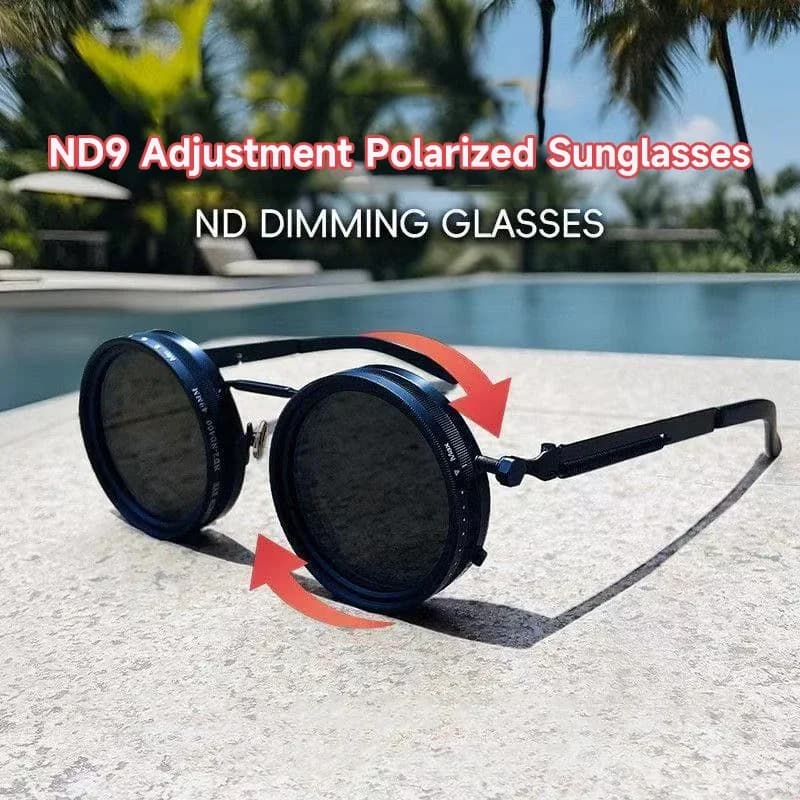 Lunettes de soleil rondes polarisées ND9 réglables pour pêche rétro punk et outdoor UV400