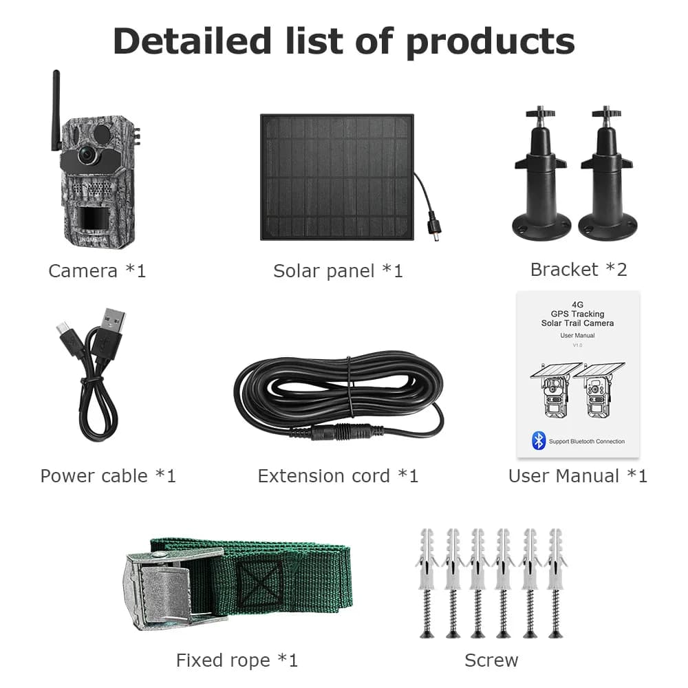 Caméra de chasse 4G solaire GPS positionnement étanche détection température monitoring animal extérieur