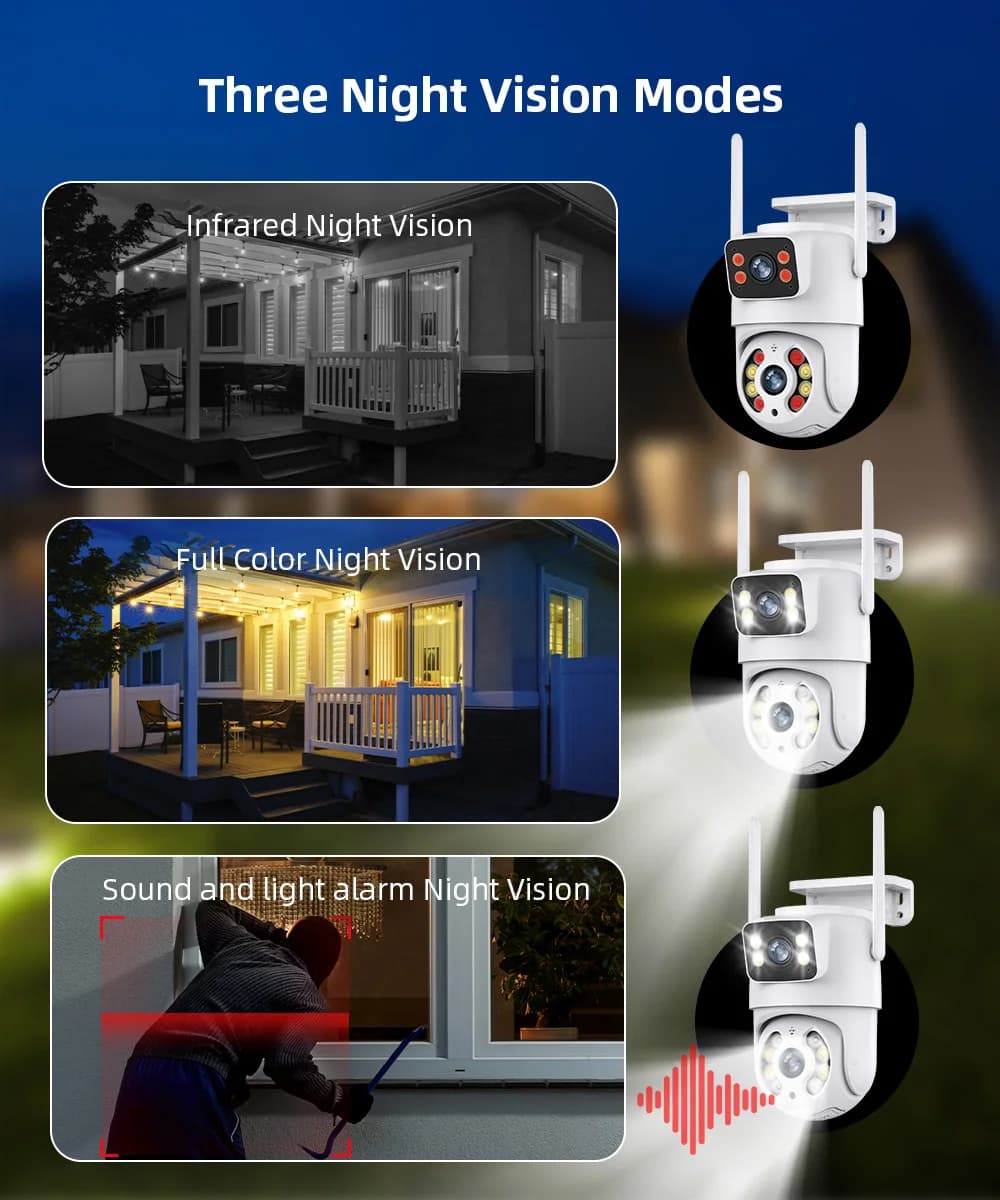 Caméra surveillance Hiseeu 4K 8MP WiFi extérieure double objectif zoom numérique détection IA ONVIF