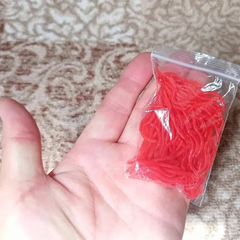 Leurre bionique ver rouge 100 pièces 3.5cm gel de silice - Appât fishing réaliste pour pêche au leurre