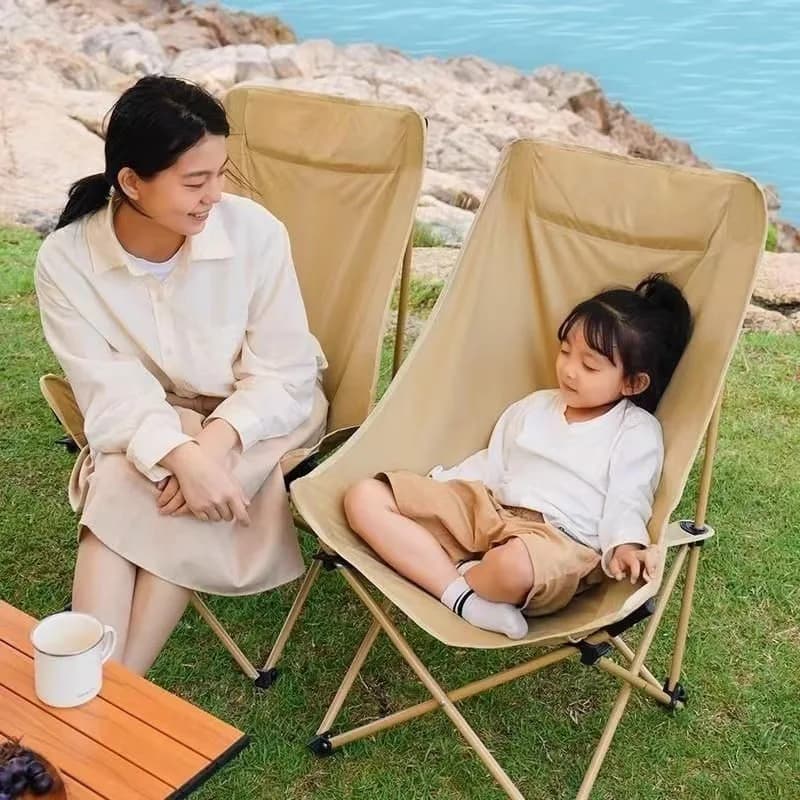 Fauteuil pliant lune haute dossier portable pour pêche camping voyage extérieur multifonction
