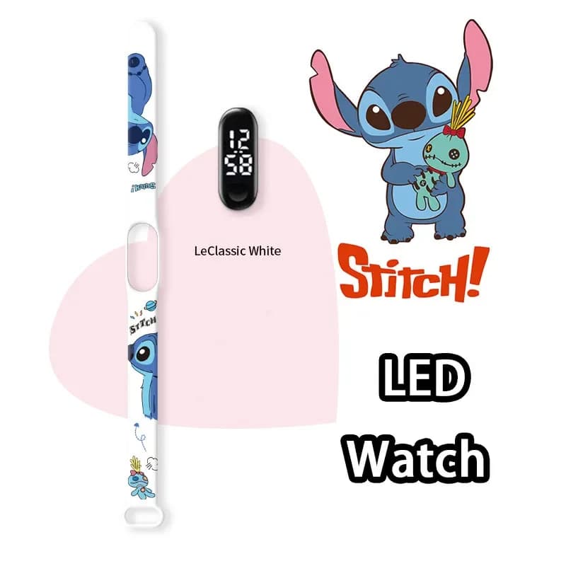 Montre enfant Disney Lilo et Stitch électronique LED lumineuse étanche - Idée cadeau anniversaire sport silicone