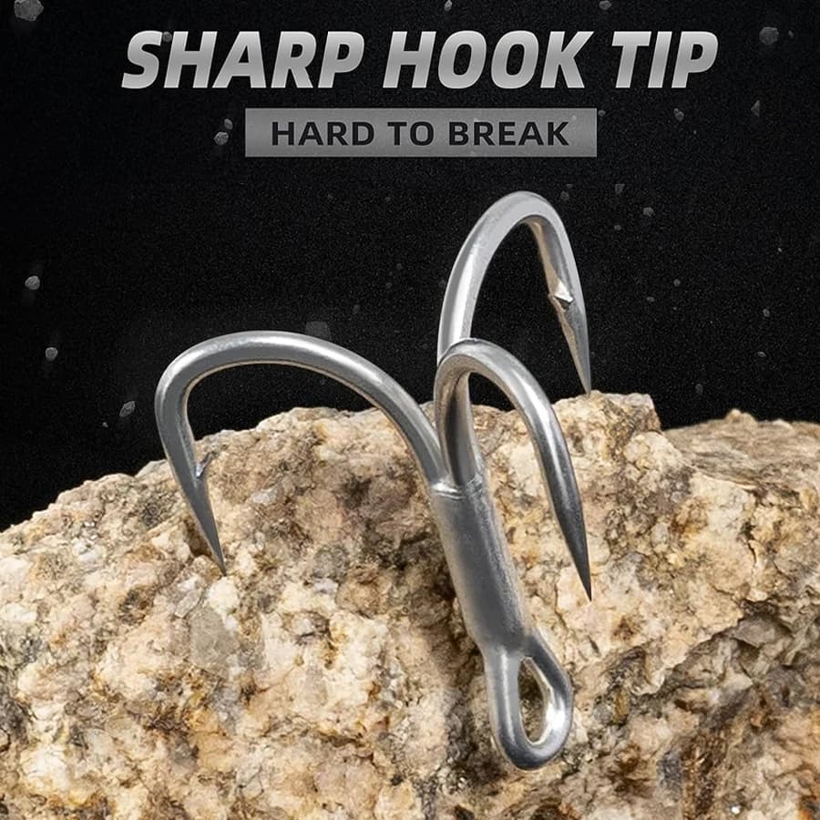 Hameçons triples 10pcs tailles 8 à 3/0 pour gros poissons truite saumon thon pêche sportive mer