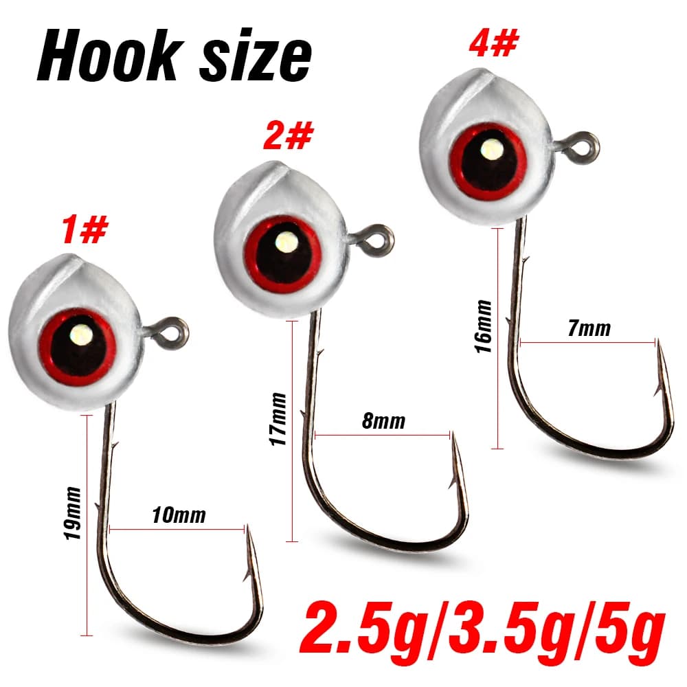 Jig Head Big Fish Eye 5-20Pcs - Têtes Plombées Œil 3D pour Ned Rig et Pêche Fine