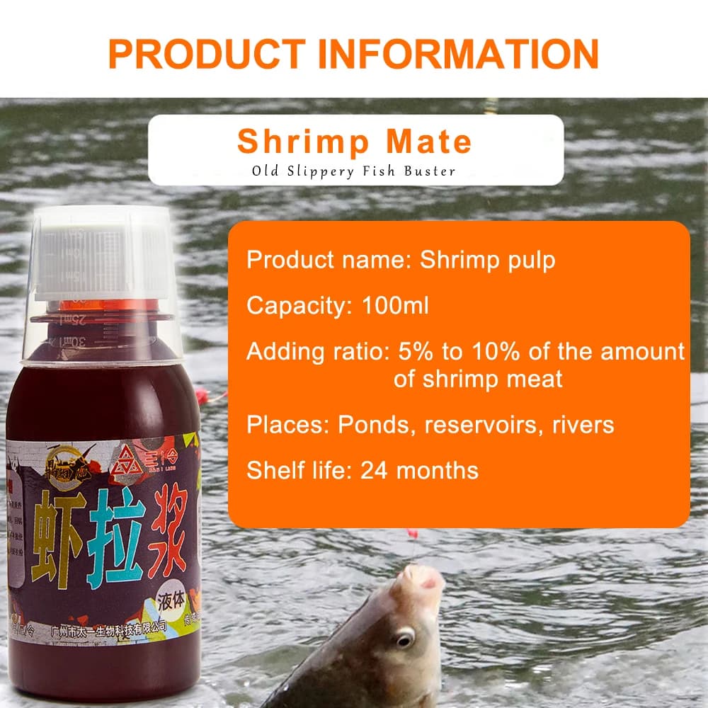 Attractant liquide concentré crevette 100ml - additif pour carassin, bar et poissons marins