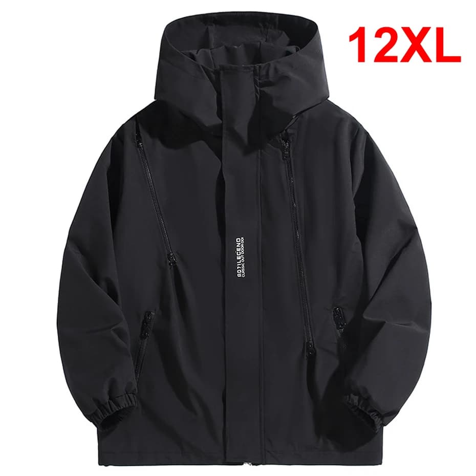 Coupe-vent imperméable grande taille 10XL 12XL noir pour pêche homme veste extérieure outdoor