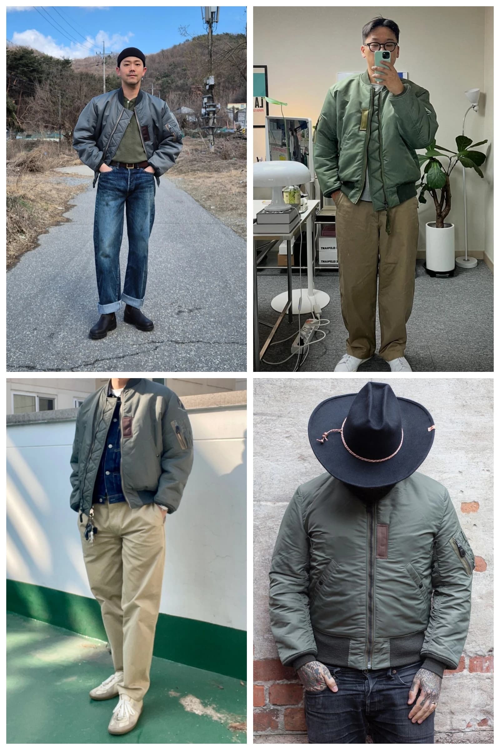 Veste vintage pilote homme pêche sage green doublée chaude style militaire pêche hiver