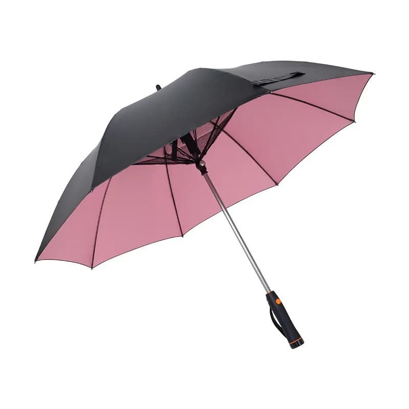 Parapluie rafraîchissant avec ventilateur et protection UV double usage soleil pluie pêche extérieur
