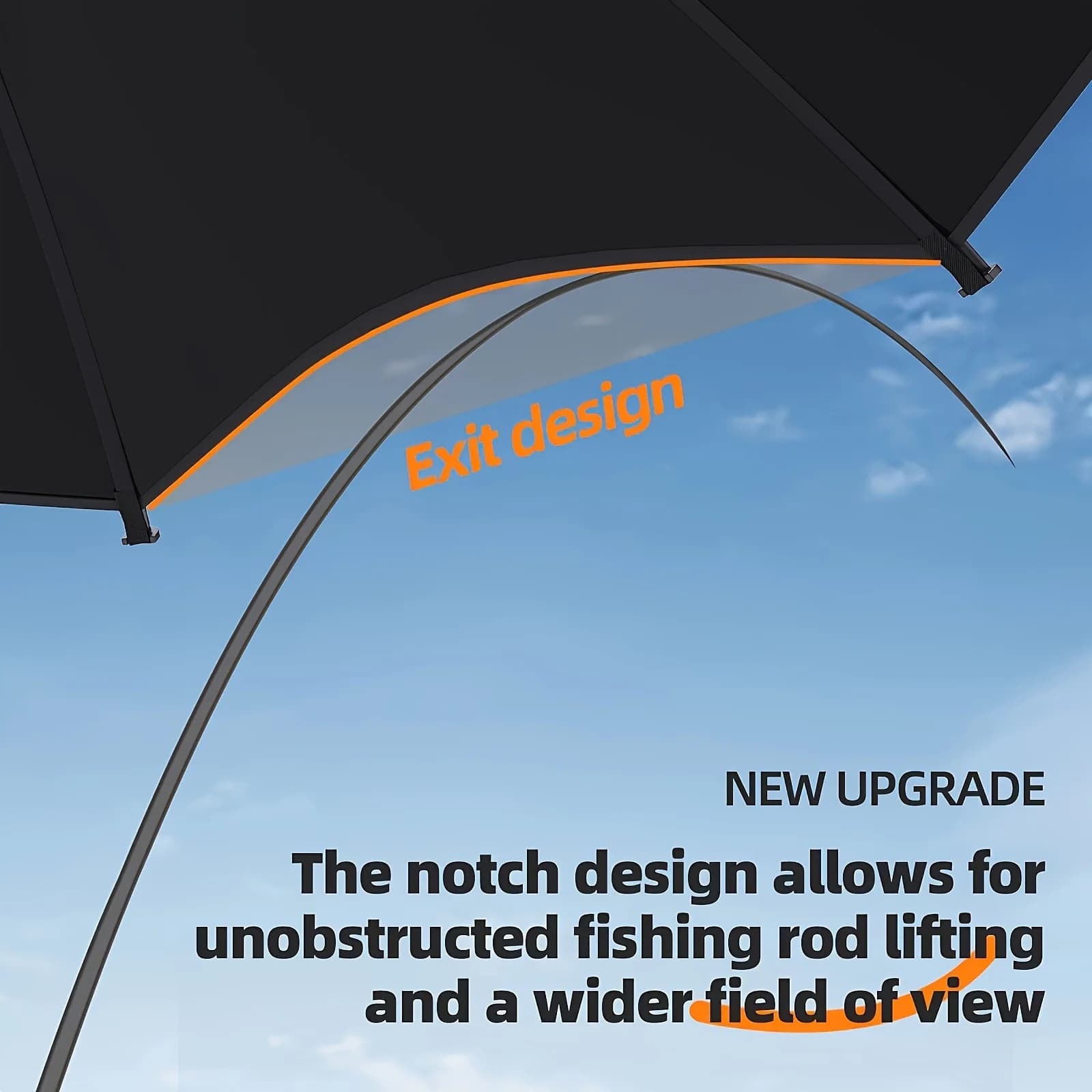 Parapluie pêche perche aléatoire colle noire épaissie 360° réglable acier inox ressort housse