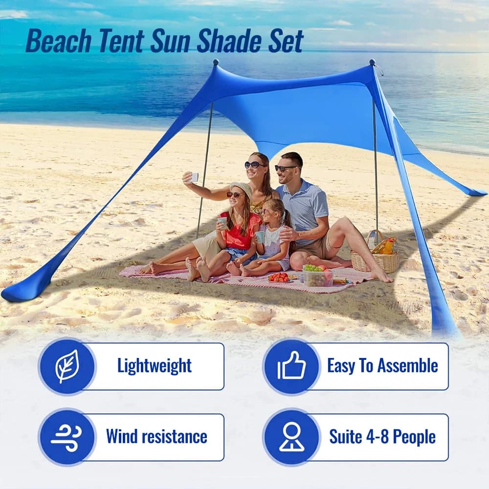 Tente plage lycra portable protection UV installation facile abri pêche camping pique-nique extérieur ombrage