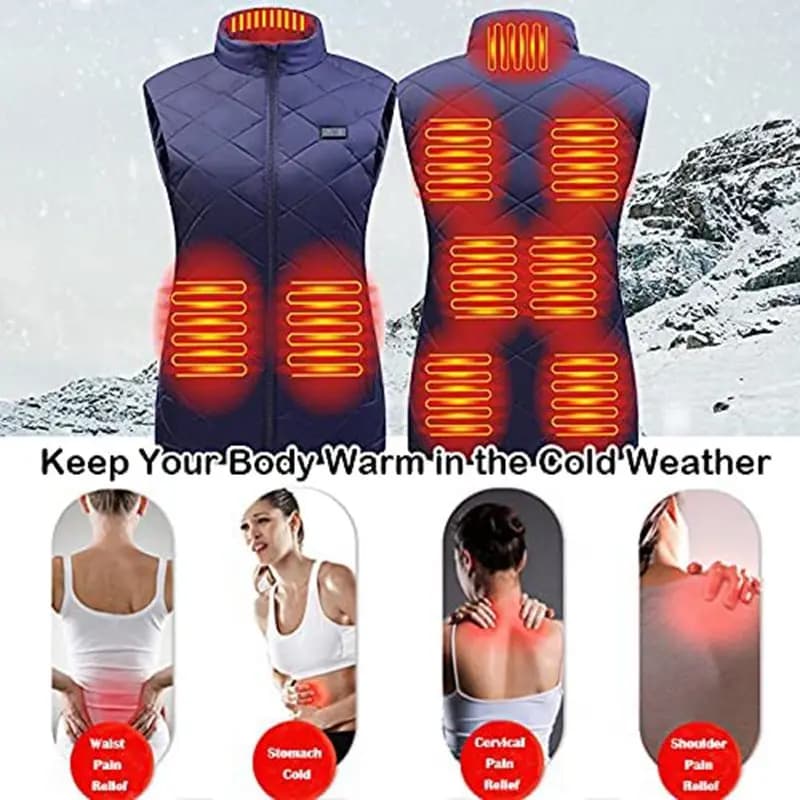 Veste chauffante femme 9 zones graphene pour camping et sport chauffage USB manteau hiver