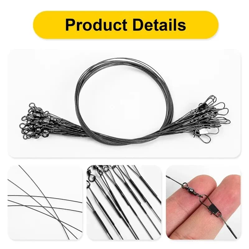 20 leaders acier anti-morsure 15-30cm - Bas de ligne métal avec émerillon protection brochets sandres