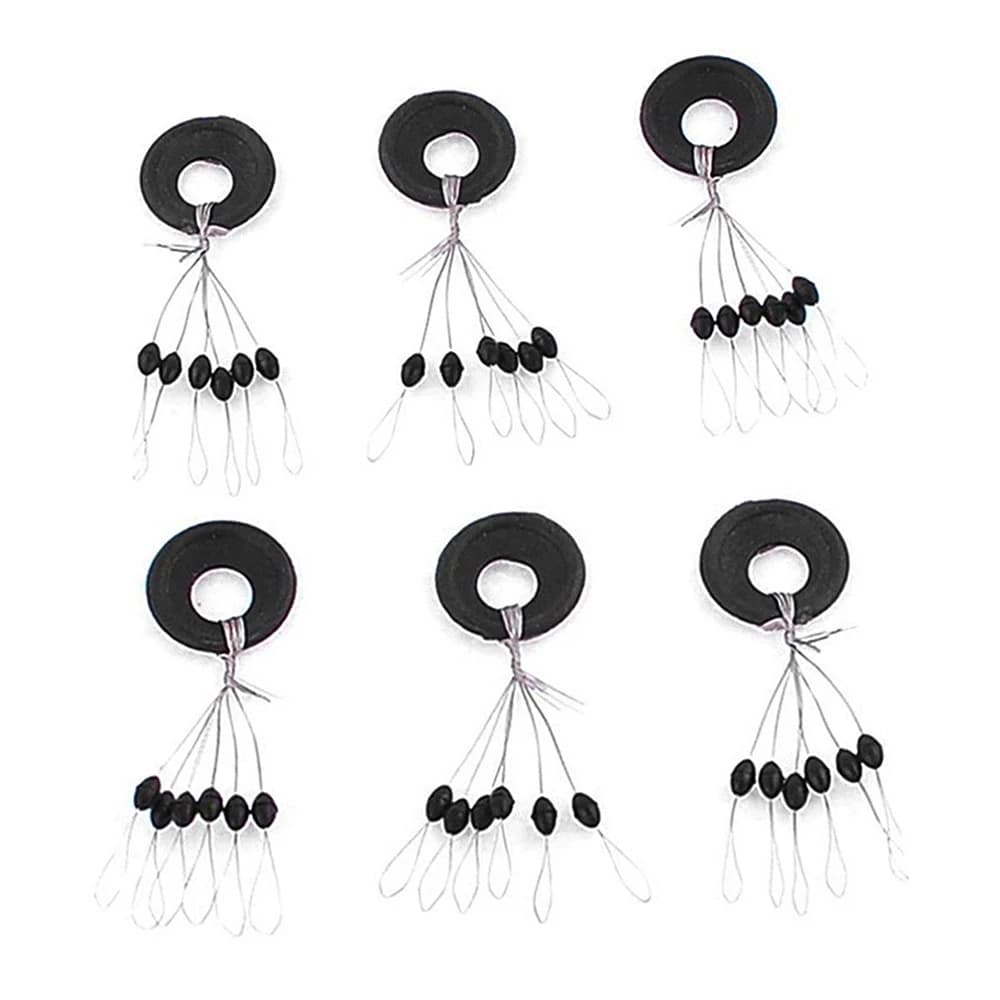 60 pièces stoppers ovale en caoutchouc noir pour flotteur de pêche, émerillons et ligne, idéal silure et carpe