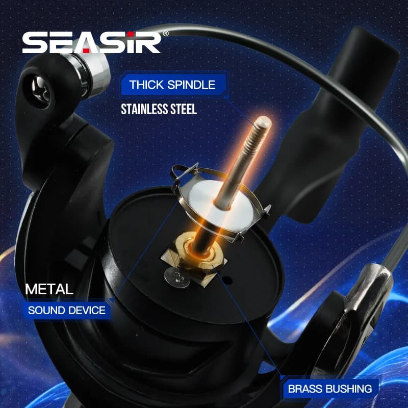 Moulinet de pêche SeaSir Black Arrow 5+1BB engrenage métal bobine aluminium étanche et fort frein