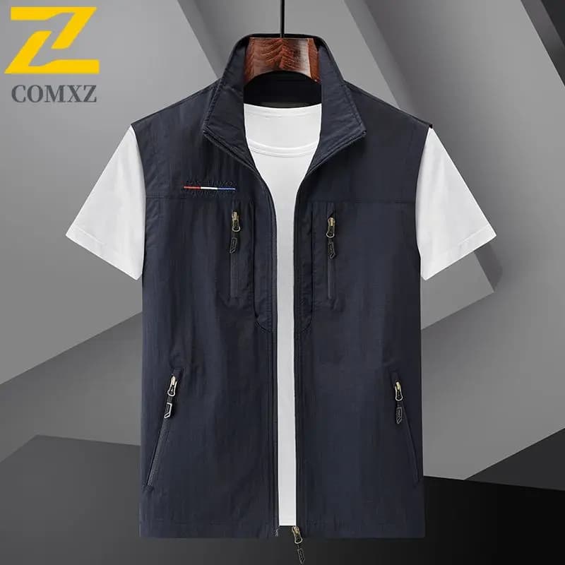 Veste d'été sans manches homme 2024, légère imperméable et durable avec multiples poches pour voyage extérieur
