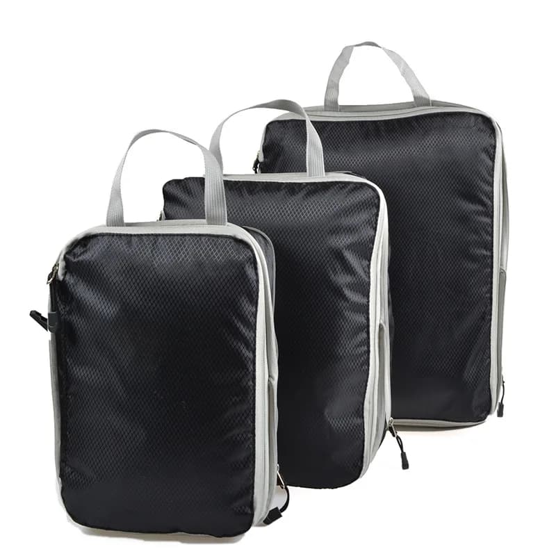 Cubes de compression pliables étanches pour valise - organisateur de voyage nylon avec poignée