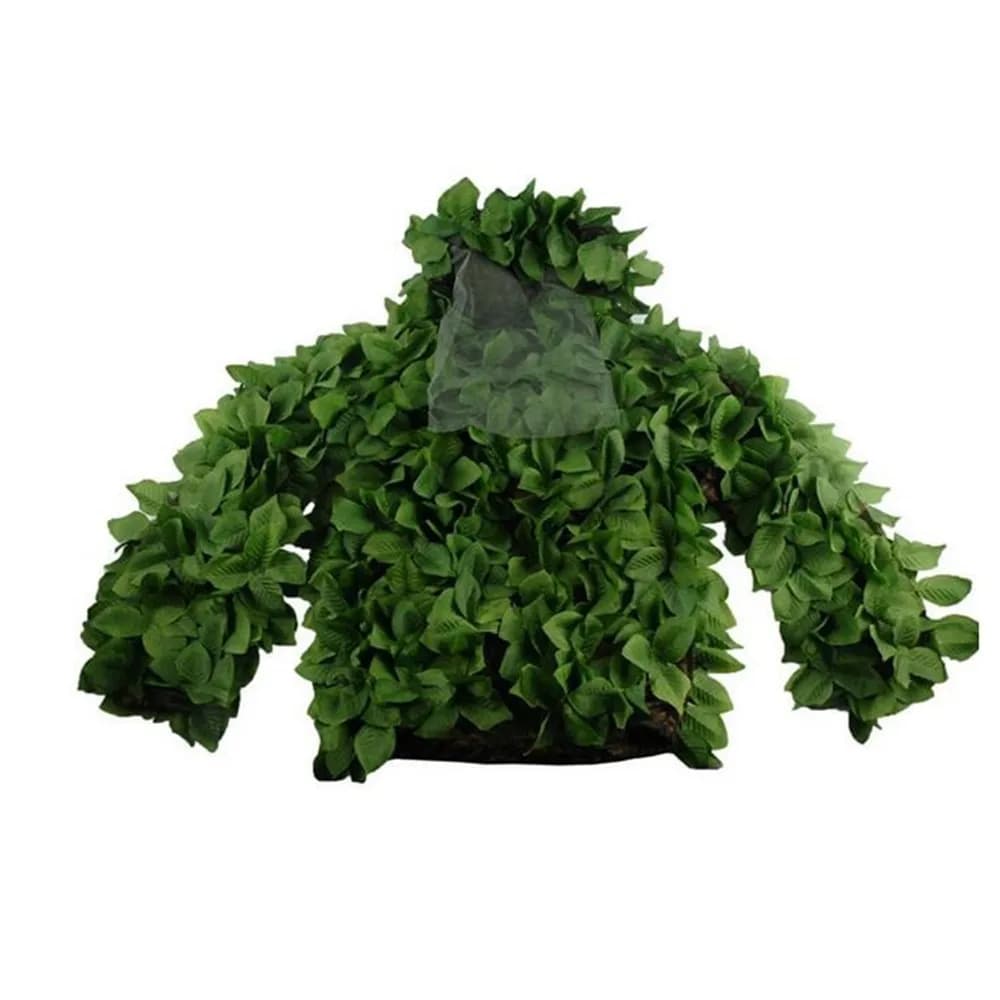 Combinaison woodland mesh + feuilles pour pêche en forêt et airsoft tactique