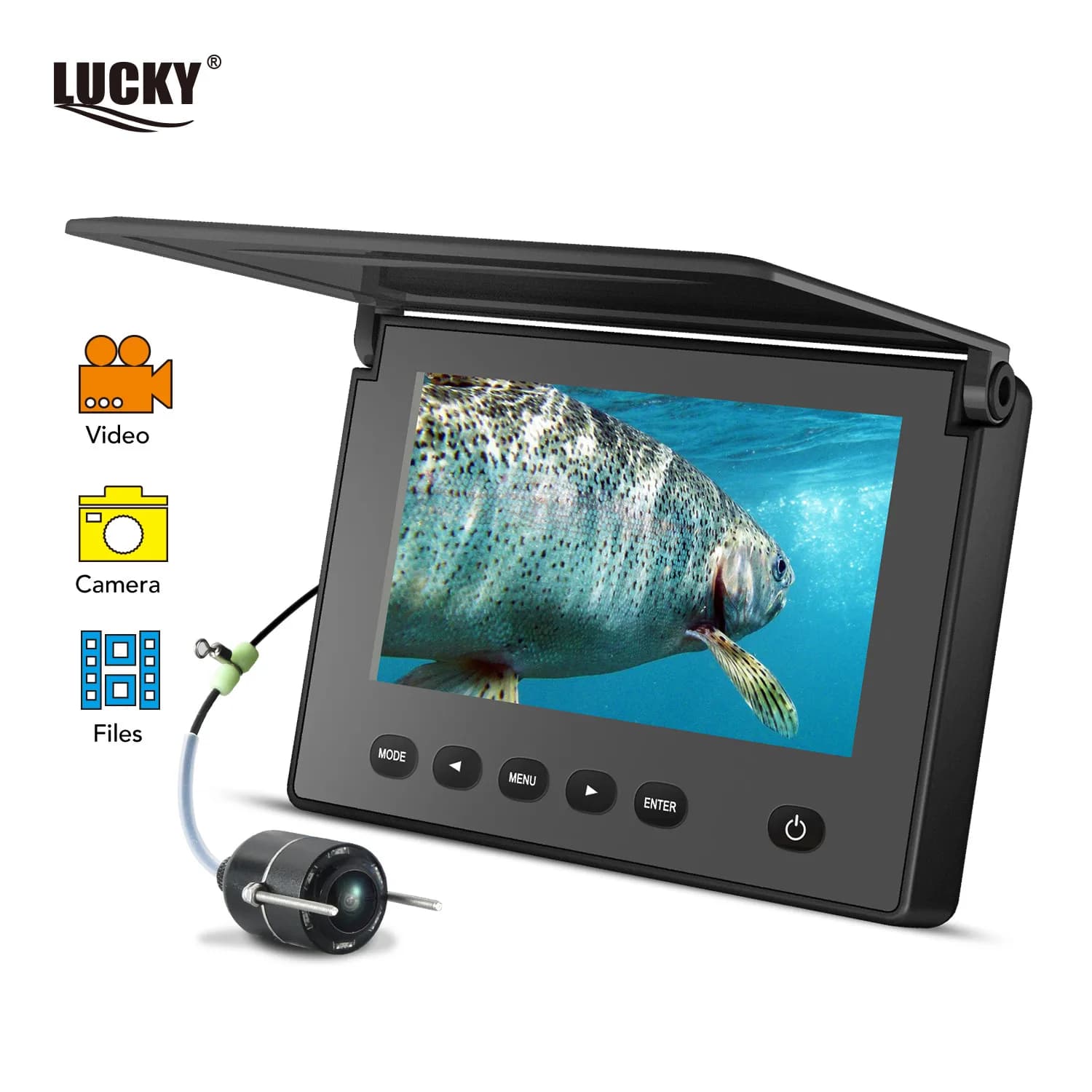 Sondeur de pêche sous-marin Lucky avec caméra vision nocturne écran LCD 4.3" pour pêche sur glace