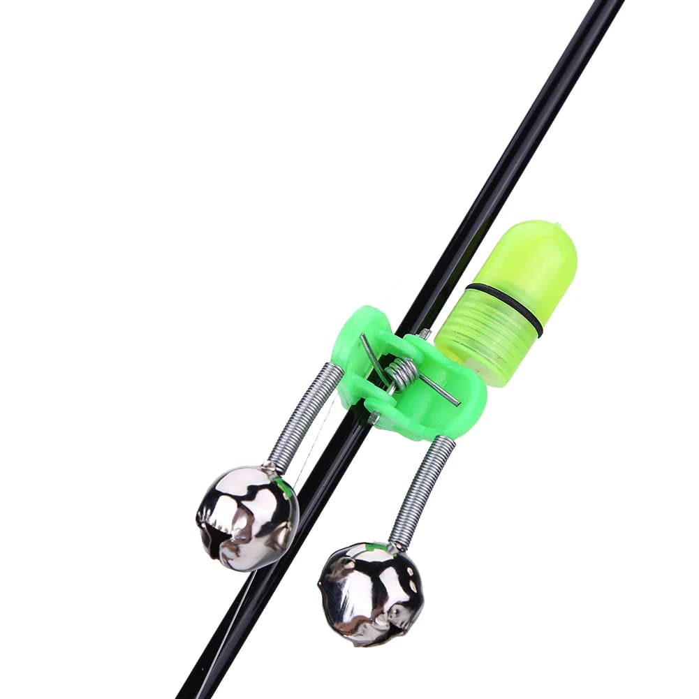 Alarme lumineuse pour pêche de nuit - Double clochette LED pour cannes mer avec clip et alerte sonore