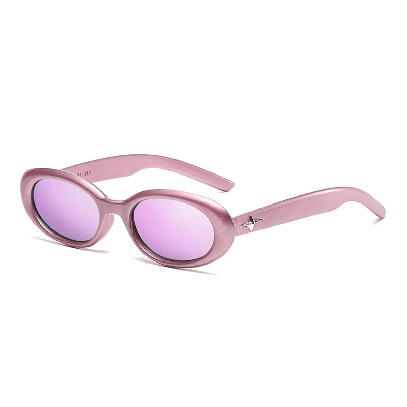 Lunettes Y2K pêche - Style ovale steampunk avec clous pour pêche rétro et tendance