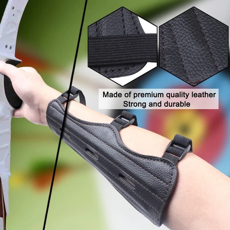 Protège-bras réglable en cuir pour tir à l'arc - Accessoire pêche et chasse protection essentielle