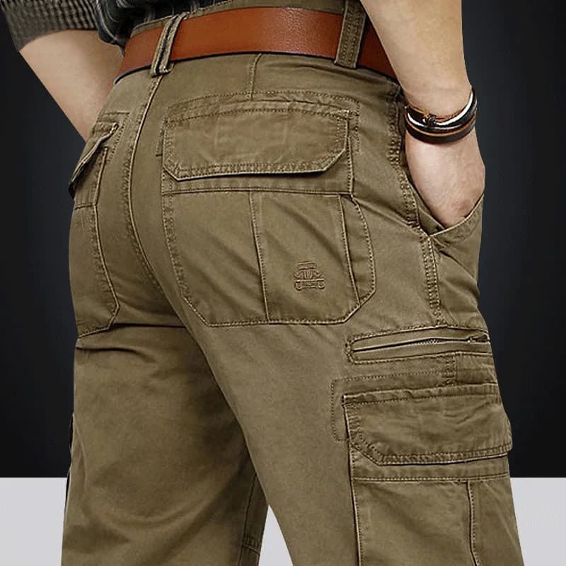 Pantalon cargo homme 100% coton multiples poches qualité premium pour pêche confortable été