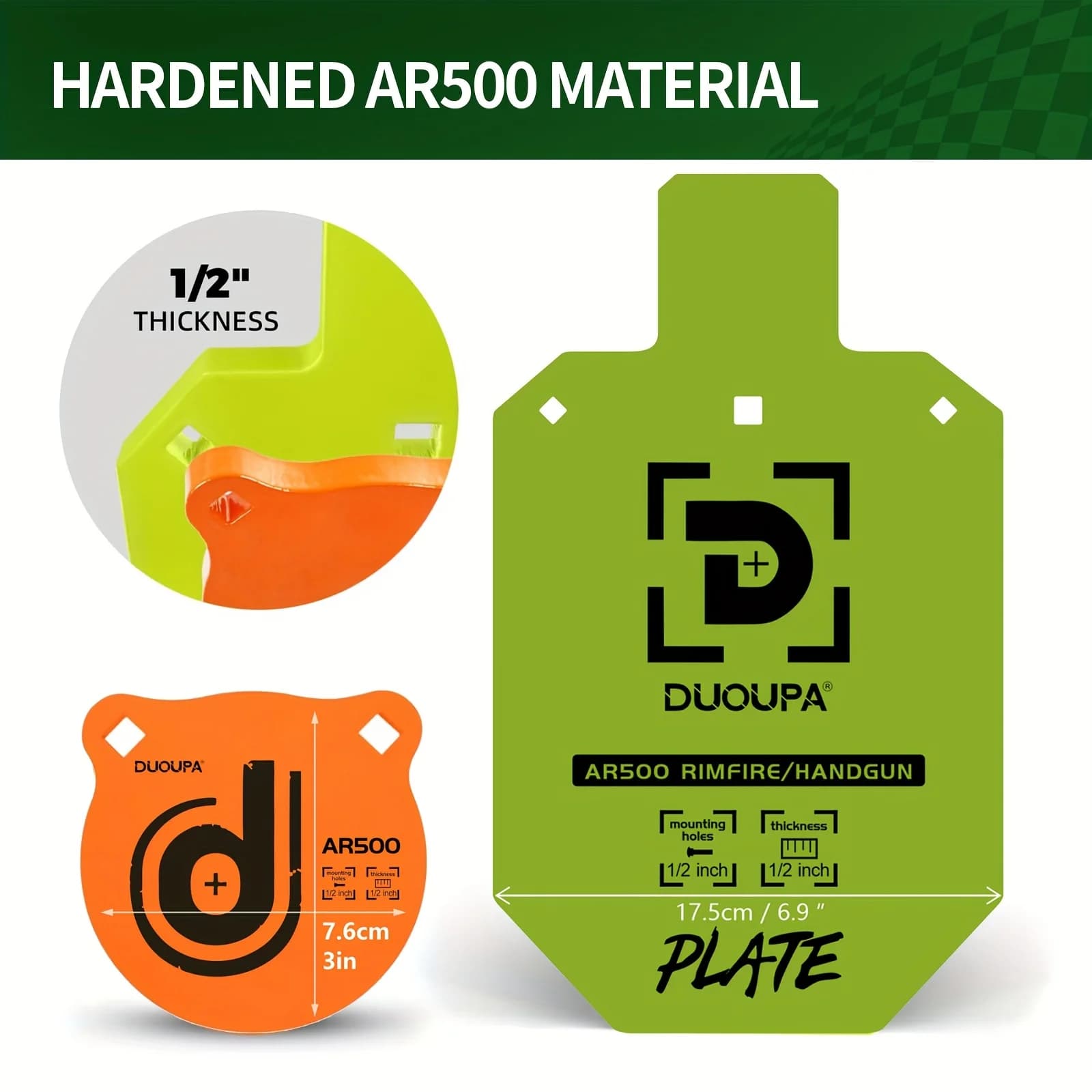 Cible en acier AR500 1/2 pouce pour tir de précision, silhouette découpée au laser