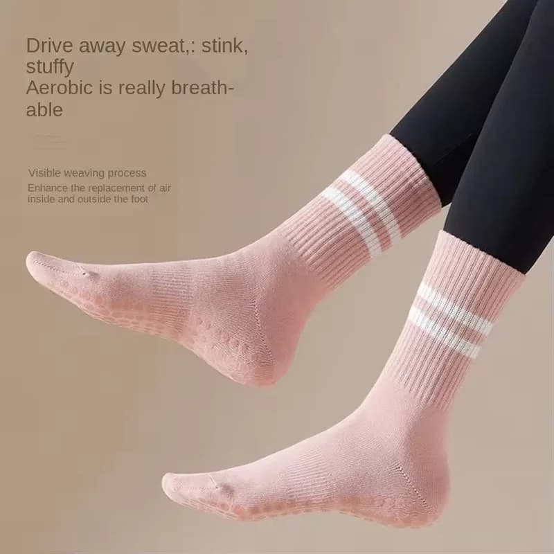 Lot 4 paires chaussettes pilates yoga avec grips anti-dérapants pour barre ballet danse
